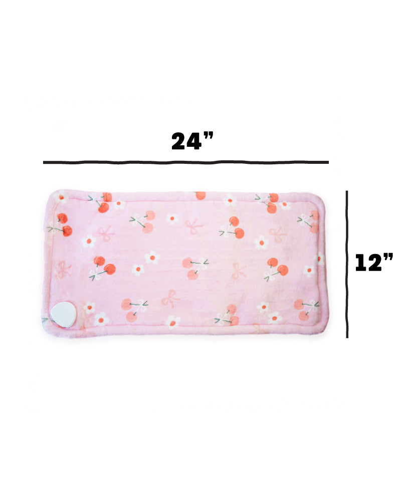Cherry 🍒 cute heating pad with size and measurements.